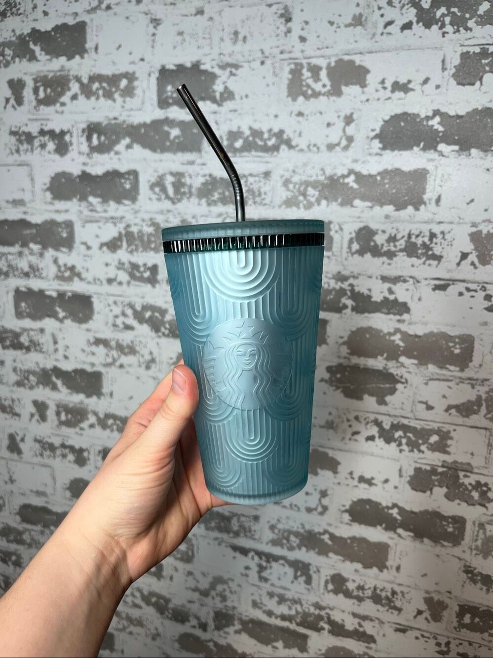 Starbucks | blue arch cup with lid and straw
